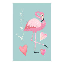 Affiche d'amour de flamant rose