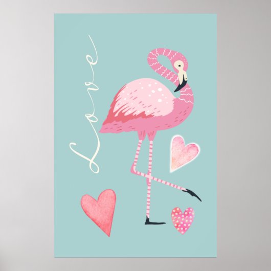 Affiche d'amour de flamant rose (Devant)