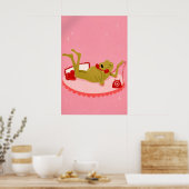 Affiche d'amour de grenouille, Art mural rose, Gre (Cuisine)