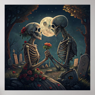 Affiche d'amour pour le squelette d'Halloween