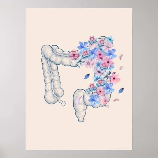 Affiche d'anatomie de l'intestin médical floral (Devant)