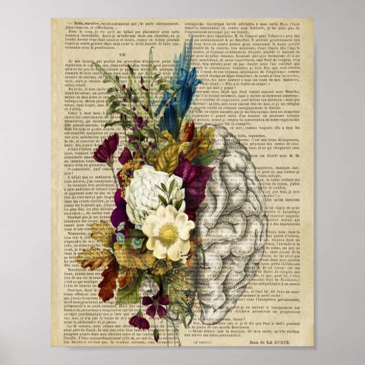 affiche d'anatomie du cerveau floral médical (Devant)
