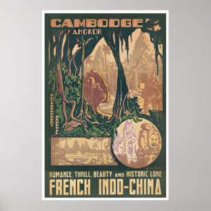 Affiche d'Angkor Wat Cambodge Art Bouddhiste Vinta