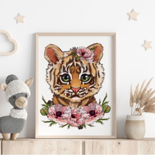 Affiche d'animal de Bébé Tigre Rose | Art de Tigre