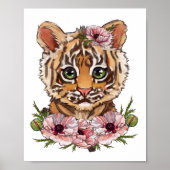 Affiche d'animal de Bébé Tigre Rose | Art de Tigre (Devant)