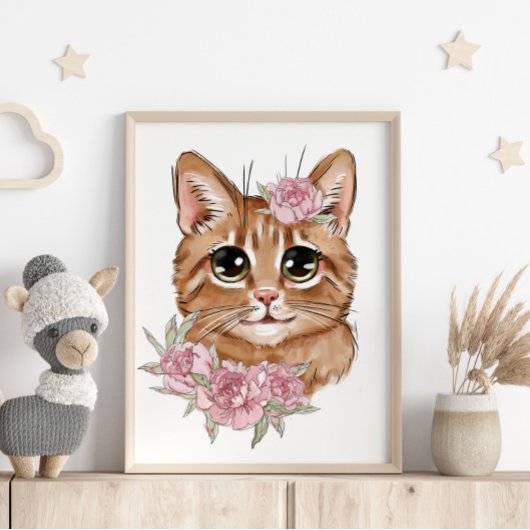 Affiche d'animal de chat bébé Rose | Impression mu