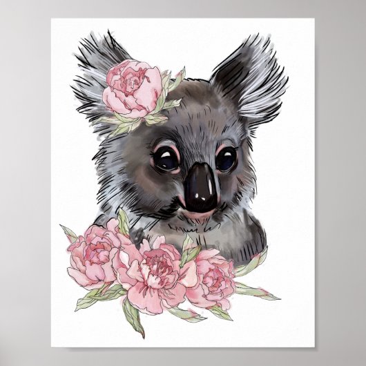 Affiche d'animal Rose Koala Bébé | Impression mura (Devant)