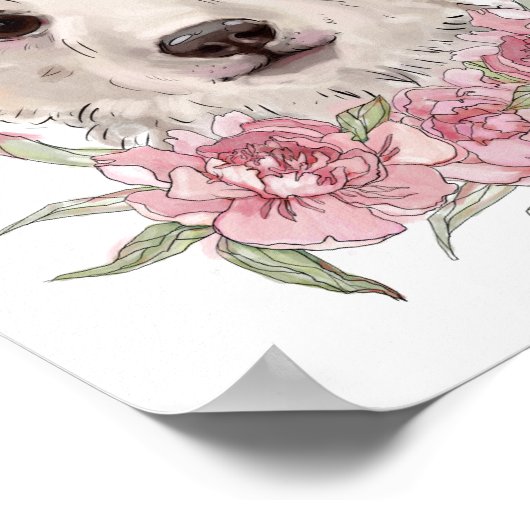 Affiche d'animal Rose Ourson | Impression sur toil (Coin)