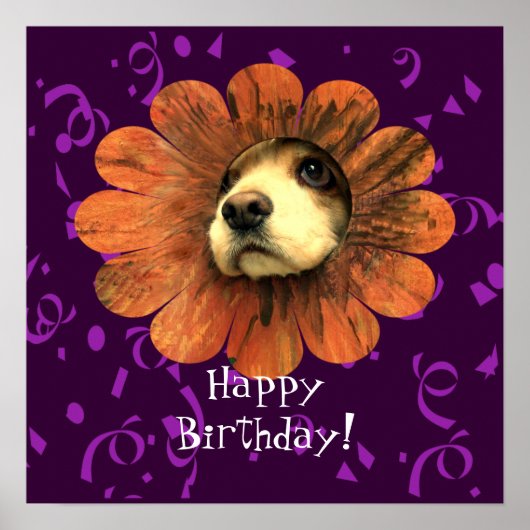 Affiche d'anniversaire Amour de chiot (Devant)