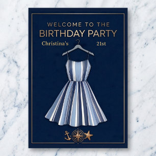 Affiche d'anniversaire Célébration Rayures au Bord