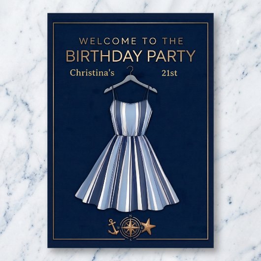 Affiche d'anniversaire Célébration Rayures au Bord