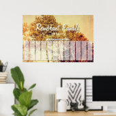 Affiche d'anniversaire d'art des bouleaux du Nord (Bureau à domicile)