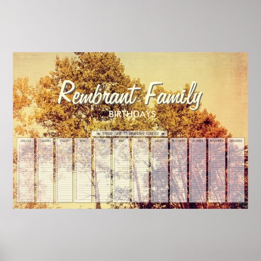 Affiche d'anniversaire d'art des bouleaux du Nord (Devant)