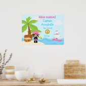 Affiche d'anniversaire de fille pirate afro-améric (Cuisine)