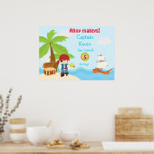 Affiche d'anniversaire de garçon pirate mignon (Cuisine)