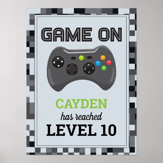 Affiche d'anniversaire de jeu vidéo Game On - Nive (Devant)