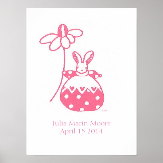 Affiche d'anniversaire de lapin fille (Devant)