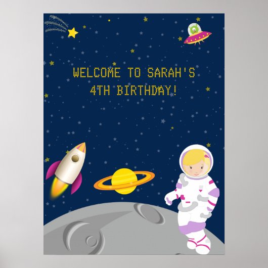 Affiche d'anniversaire de l'astronaute spatial (Devant)