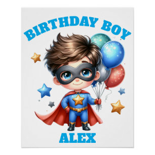 Affiche d'anniversaire de super-héros   Décoration