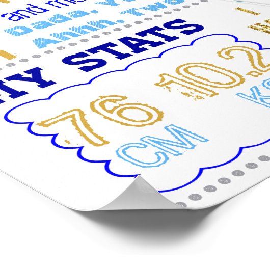 Affiche d'anniversaire en or et bleu en montgolfiè (Coin)