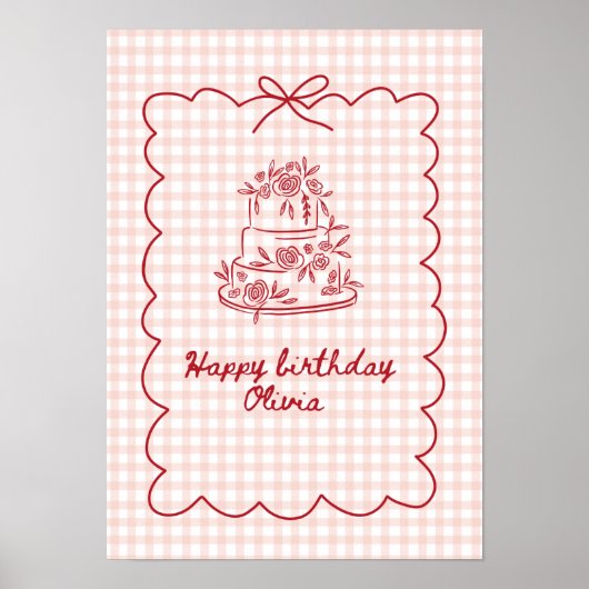 Affiche d'anniversaire Ourson Rose avec Ballons  (Devant)