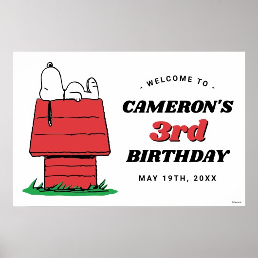 Affiche d'anniversaire Peanuts Snoopy niche pour c (Devant)