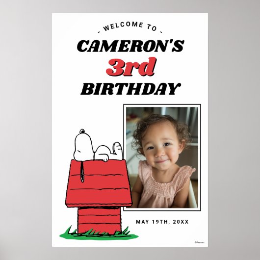 Affiche d'anniversaire Peanuts Snoopy niche pour c (Devant)