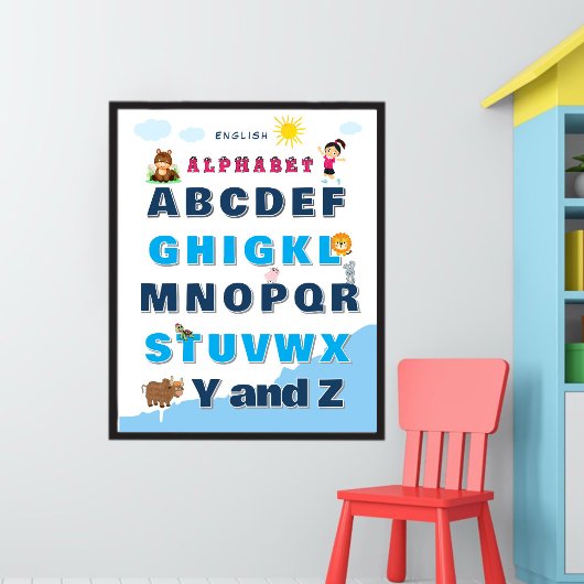 Affiche d'apprentissage de l'alphabet coloré 
