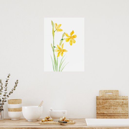 affiche d'aquarelle de narcisse jaune (Cuisine)