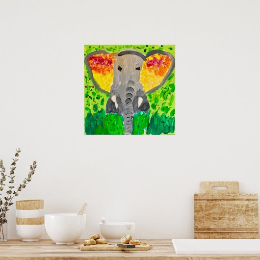 Affiche d'aquarelle d'éléphant africain (Cuisine)