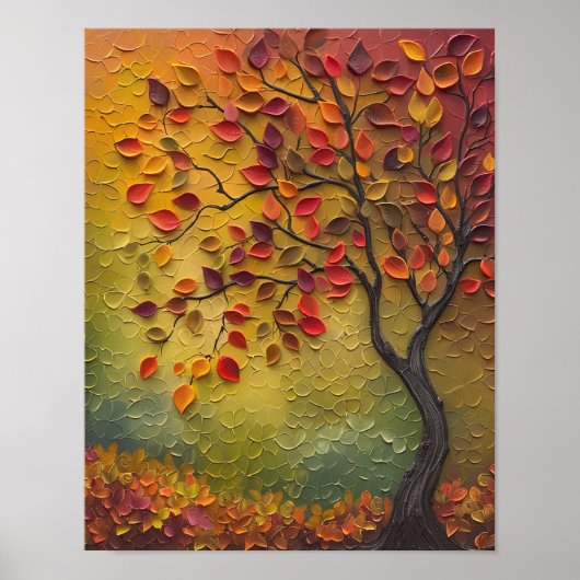 Affiche d'arbre d'automne en peinture 3D (Devant)