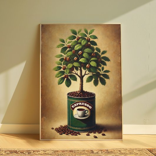 Affiche d'arbre de grains de café | Art mural pour