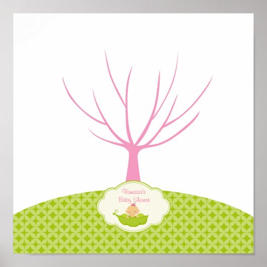Affiche d'arbre de livre d'or de Baby Shower Pea i (Devant)