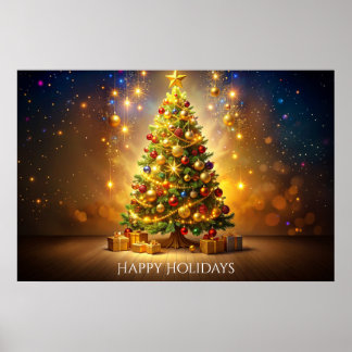 Affiche d'arbre de Noël décoré