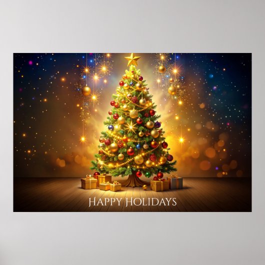Affiche d'arbre de Noël décoré (Devant)