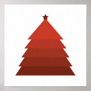 Affiche d'arbre de Noël rouge minimaliste
