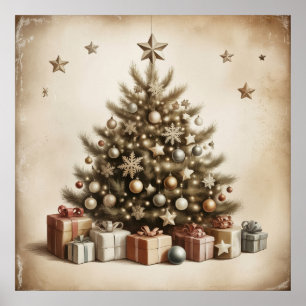 Affiche d'arbre de Noël vintage