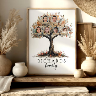Affiche d'arbre généalogique personnalisée 6 photo