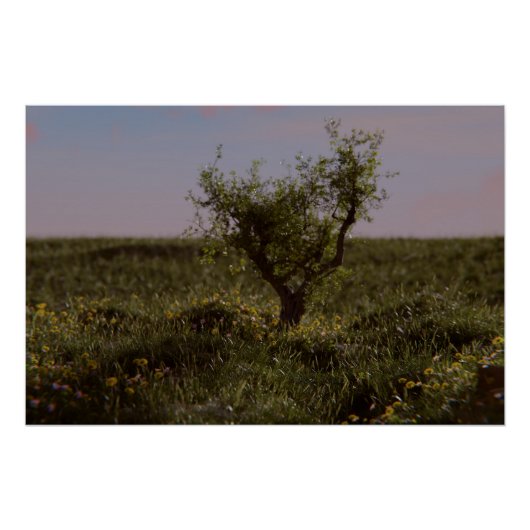 Affiche d'arbre solitaire (Devant)