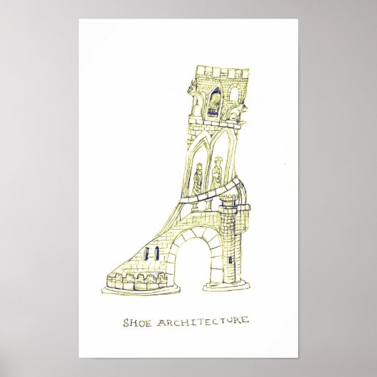 Affiche d'architecture de chaussure (Sépia) (Devant)