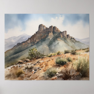Affiche d'art à l'aquarelle des Montagnes de Verre