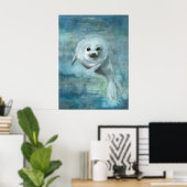 Affiche d'art à l'aquarelle du phoque à capuchon (Bureau à domicile)