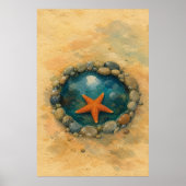 Affiche d'art à l'aquarelle étoile de mer de mare  (Devant)