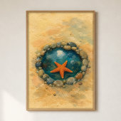 Affiche d'art à l'aquarelle étoile de mer de mare 