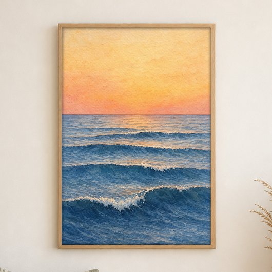 Affiche d'art à l'aquarelle sur le thème de la côt