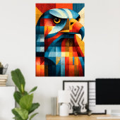 Affiche d'art abstrait Art Déco Eagle géométrique (Bureau à domicile)