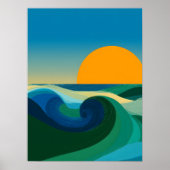 Affiche d'art abstrait Bauhaus Ocean Wave Sunset (Devant)