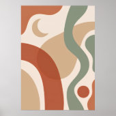 Affiche d'art abstrait boho terracotta et sauge mi (Devant)