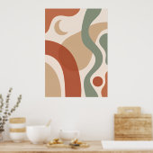 Affiche d'art abstrait boho terracotta et sauge mi (Cuisine)