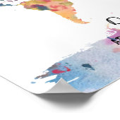 Affiche d'art abstrait carte du monde aquarelle (Coin)